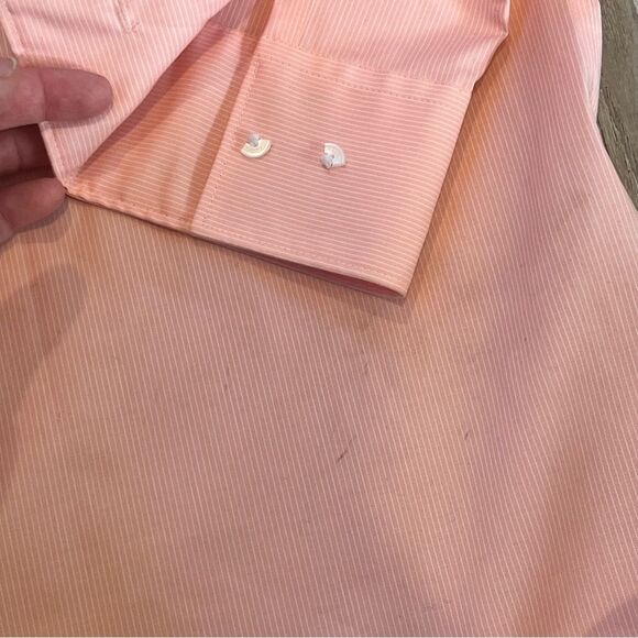 Calvin Klein Non-Iron Peach Stripe Button Front Shirt Size Small - Picture 6 of 6